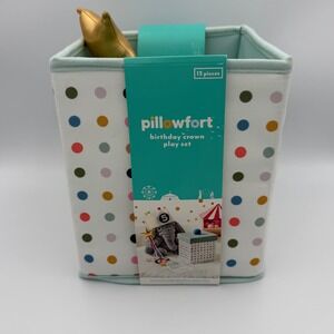 Pillowfort Birthday Crown Play Set 13 Piece Polka Dot Storage Box Wand Patches